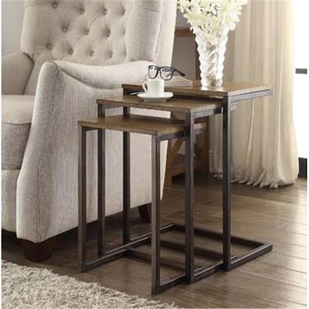 Convenience Concepts Addison Nesting Table Set, Harvest Oak & Aged Iron HI2548865